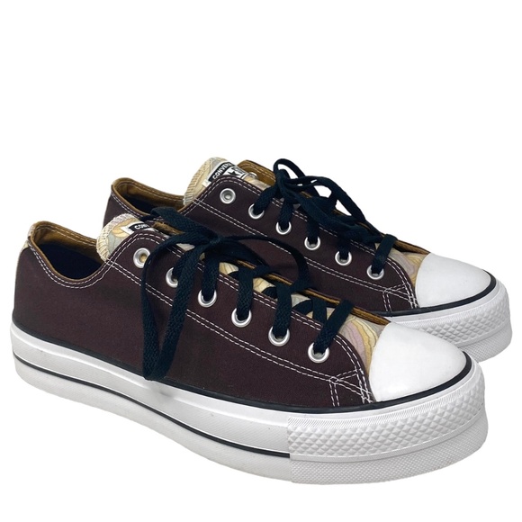 Converse Chuck Lift Men Platform Low Shoes Skate Canvas Brown Custom 171210C-WB - Picture 2 of 11